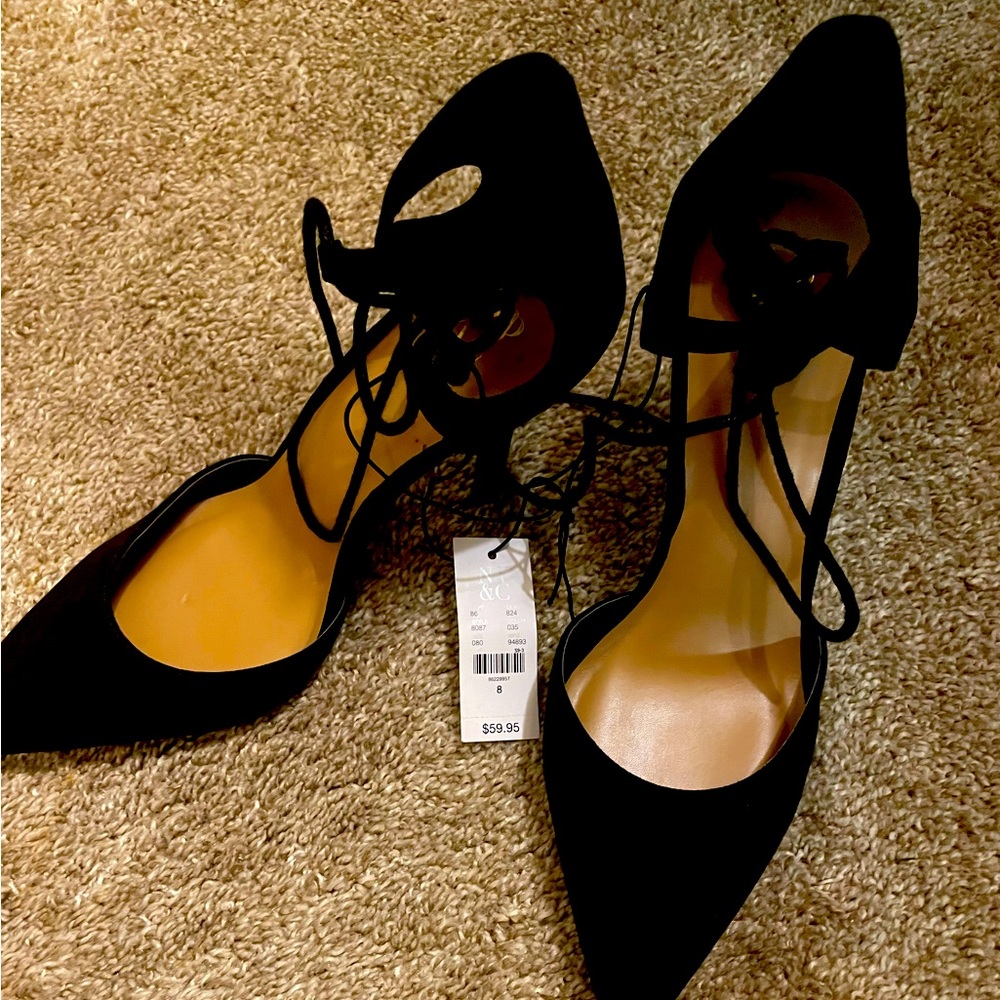 New York & Company Black Lace-Up Heels